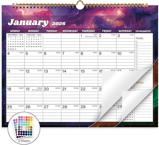 2026 Calendar 12 Month Wall Calendar 2026, Jan to Dec 2026 Calendar with Julian Dates, 14.8" X 11.5" (2026 Wall Calendar Star Dust)