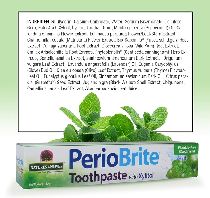 Nature's Answer Periobrite Toothpaste, Cool Mint, 4 Ounce (Pack of 6) | for Sensitive Teeth | Whitens Teeth | Freshens Breath | Minimizes Dry Mouth