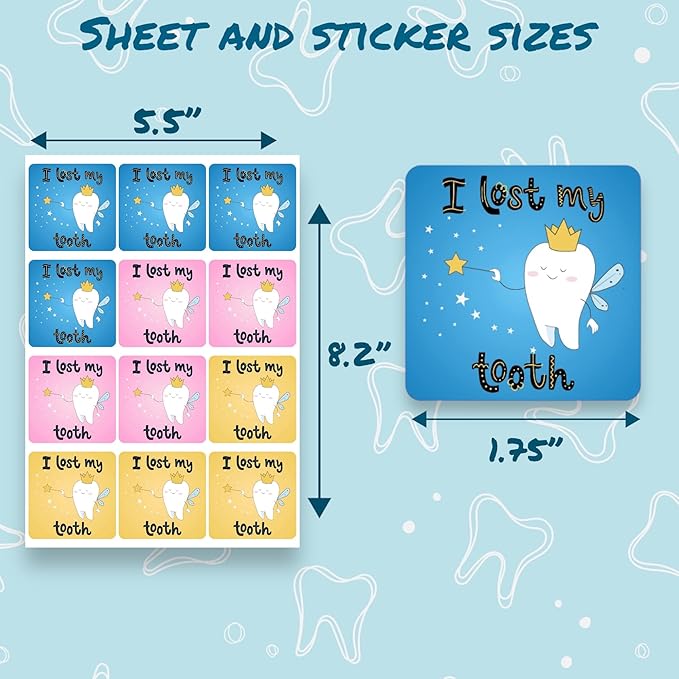 I Lost a Tooth Stickers for Kids School - 120 Tooth Fairy Stickers for Kids, Dental Stickers, Classroom Must Haves