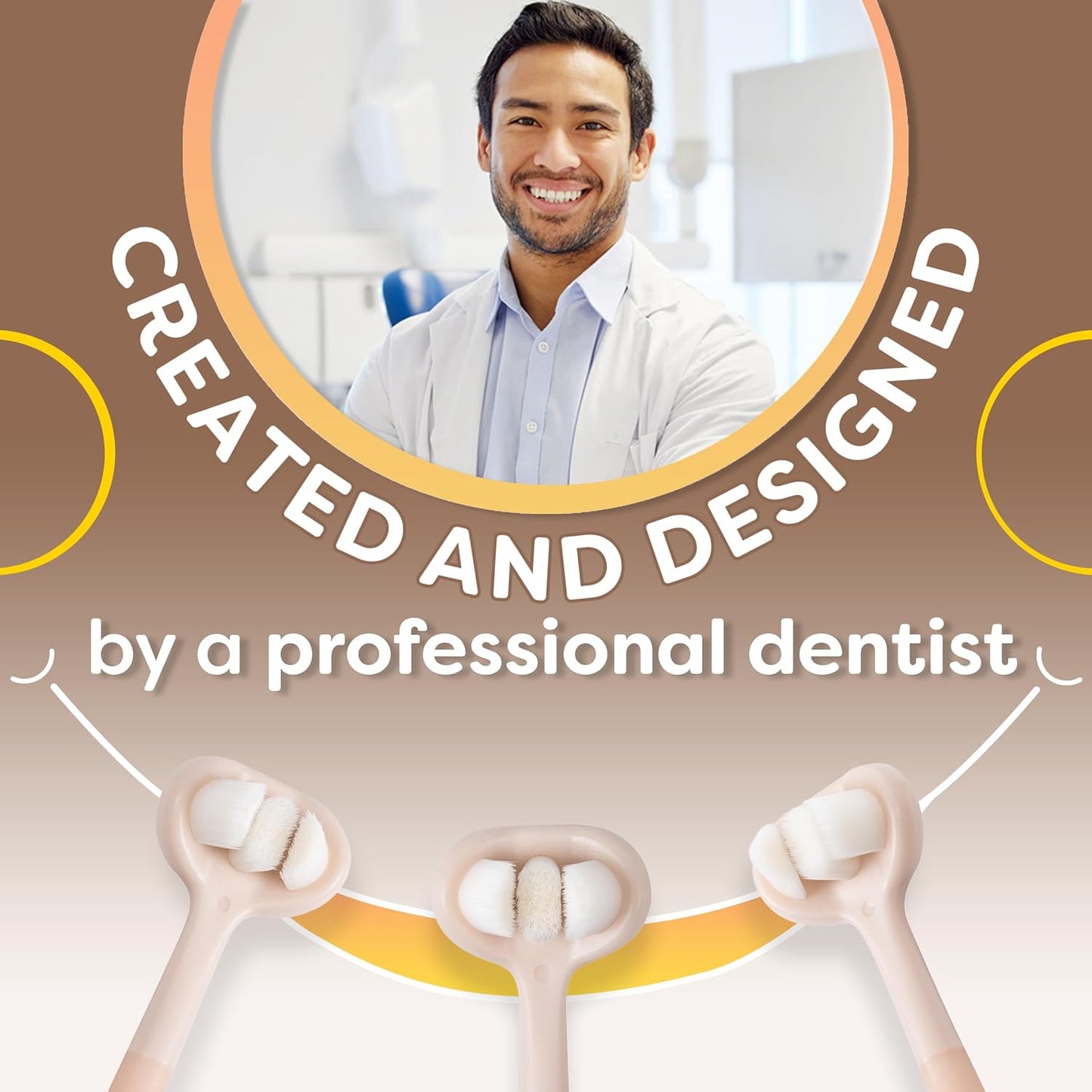 Trueocity Baby Toothbrush 12 Months and Up, Toddler Toothbrush, Extra Soft Toddler Toothbrushes 1-2 2-4, Toothhugger High Efficient 3 Sides,Infant Training Brush, 10,000 Ultra-Soft bristles (Apricot)