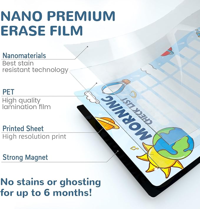JJPRO Bedtime/Morning Routine Chart - Magnetic Daily Schedule Board for Kids - Outer Space