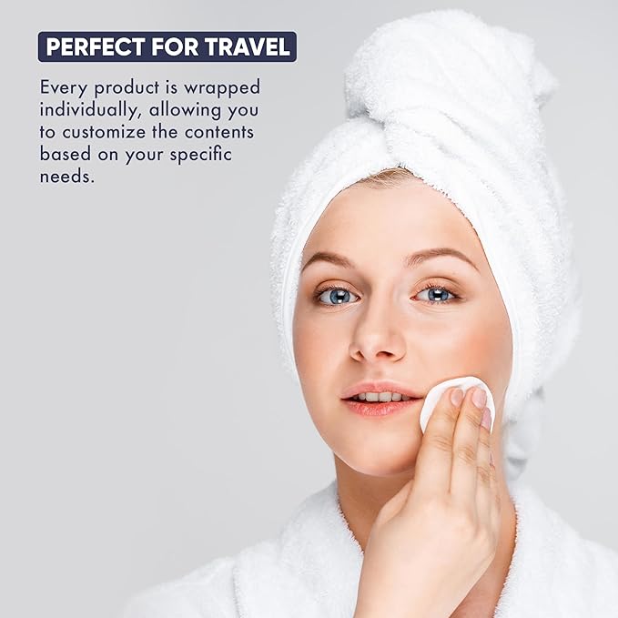 Personal Care Travel Toiletries | 1-Shoppe Amenities Kit | Travel Shaving Set, Toothbrush & Paste, Mouthwash, Makeup Wipes, Swabs, Nail File & Sewing Kit | 150 Pieces