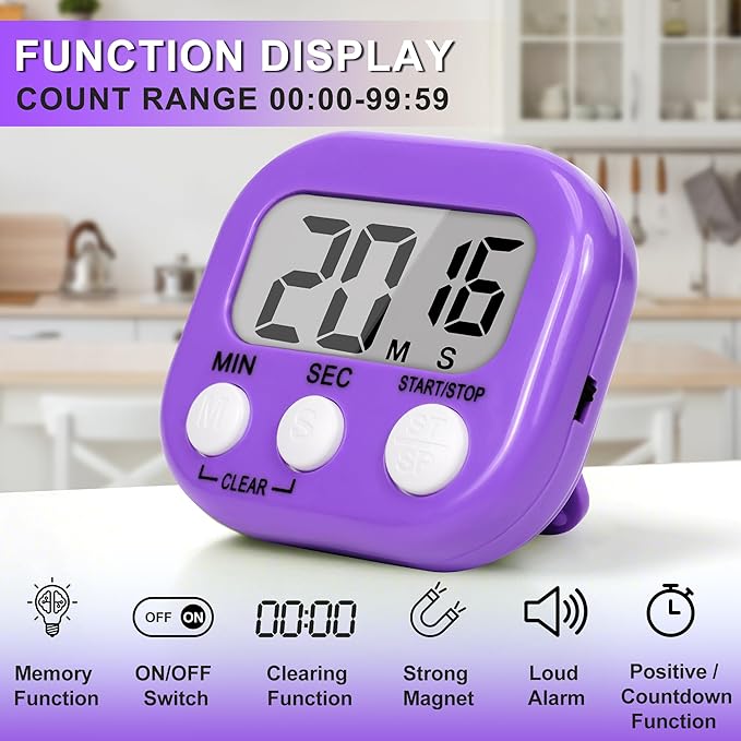 ZILLEEN Classroom Timer for Kids Teachers 2 Pack Digital Timers, Purple & Pink