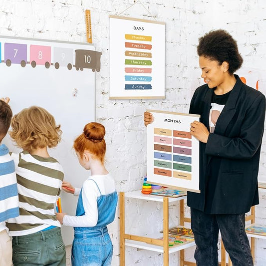 Classroom Wall Art Toddler Educational Posters Months Wall Art - Kids Posters Perfect for Toddler Room Decor, Playroom, Classroom & Homeschool Learning Spaces Durable & Ready to Hang 12x15.7 Inch