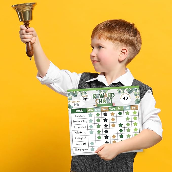 Reward Chart for Kids,Magnetic Behavior Chore Chart for Kids at Home,26 Eucalyptus Chore Charts,1960 Star Stickers,56 Reward Stickers,Incentive Chart to Develop Responsibility and Good Habits,Greenery