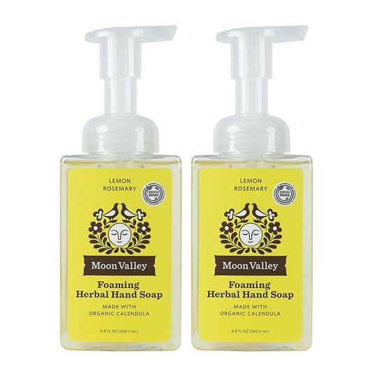 Moon Valley Herbal Foaming Hand Soap, Lemon Rosemary Two Pack, Vegan, Recyclable Bottle