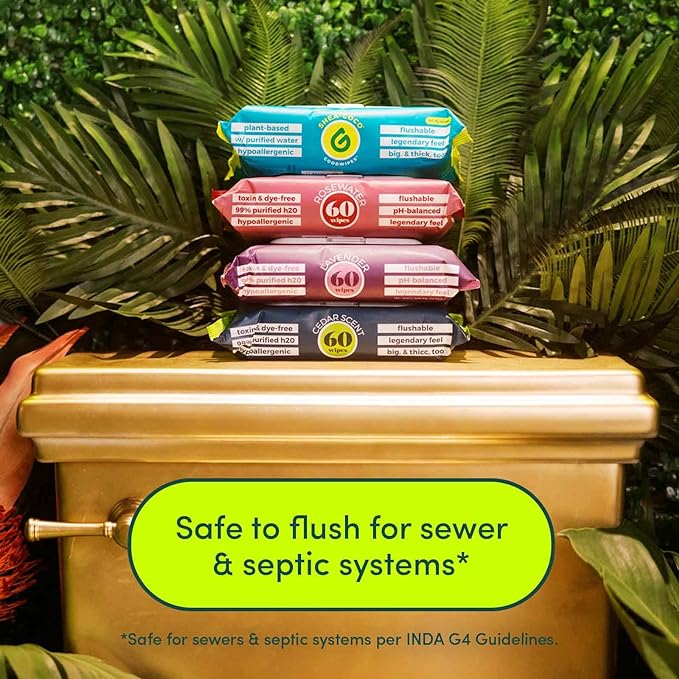 Goodwipes Flushable Wipes – Made with Vitamin E & Aloe – Soft, Individually Wrapped Butt & Feminine Cloths for On-the-Go & Travel Use – Largest Adult Toilet Towelettes – Shea-Coco, 1 pack, 32 count