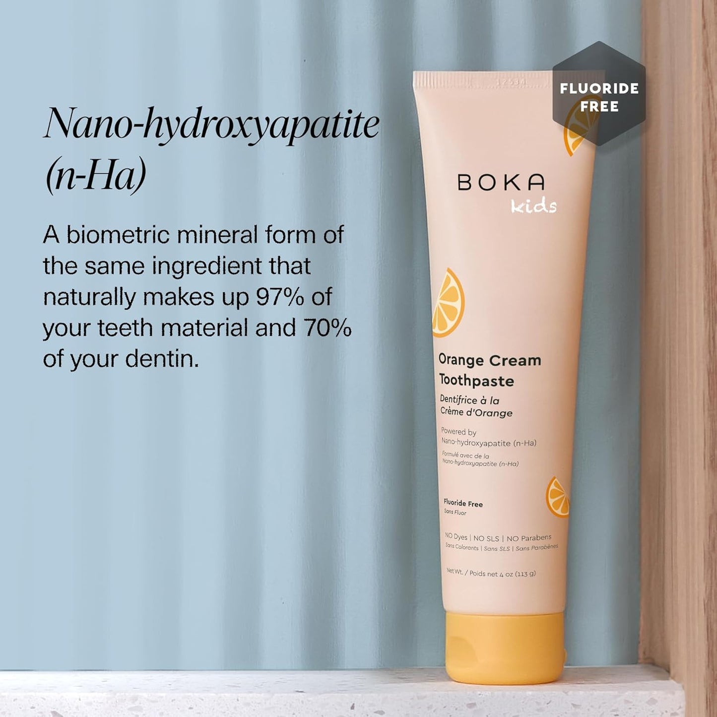 Boka Fluoride Free Toothpaste Nano Hydroxyapatite Toothpaste - Orange Cream Flavor, 4 oz 1Pk US Manufactured