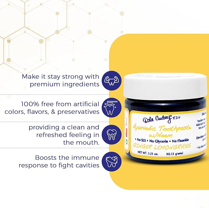 Ayurvedic Mineralizing Tooth Paste for Sensitive Teeth | Organic Ginger Lemongrass Flavor for Teeth Whitening and Fresh Breath | Enamel Repair Vegan Toothpaste | Ayurvedic Non-Toxic toothpaste-3.25 Oz