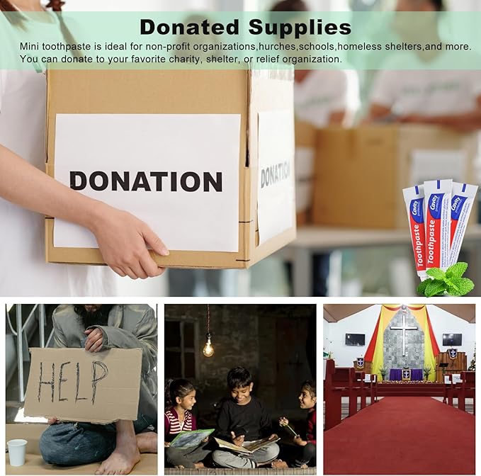 300 Tubes Bulk Travel Size Toothpaste, 0.176 oz Extra Small Mint Mini Disposable Toothpaste for Hotel, Guests, Homeless, Charity