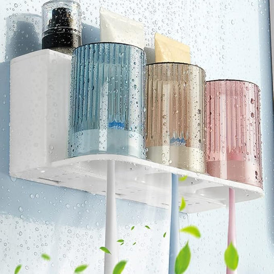 𝟐𝟎𝟐𝟓 𝐔𝐩𝐠𝐫𝐚𝐝𝐞𝐝 So Nice Toothbrush Holders for bathrooms Accessories Wall Mounted,Electric Shower Toothbrush Holder White Plastic toothbrushes Holder Set for Kids with 3 Cups