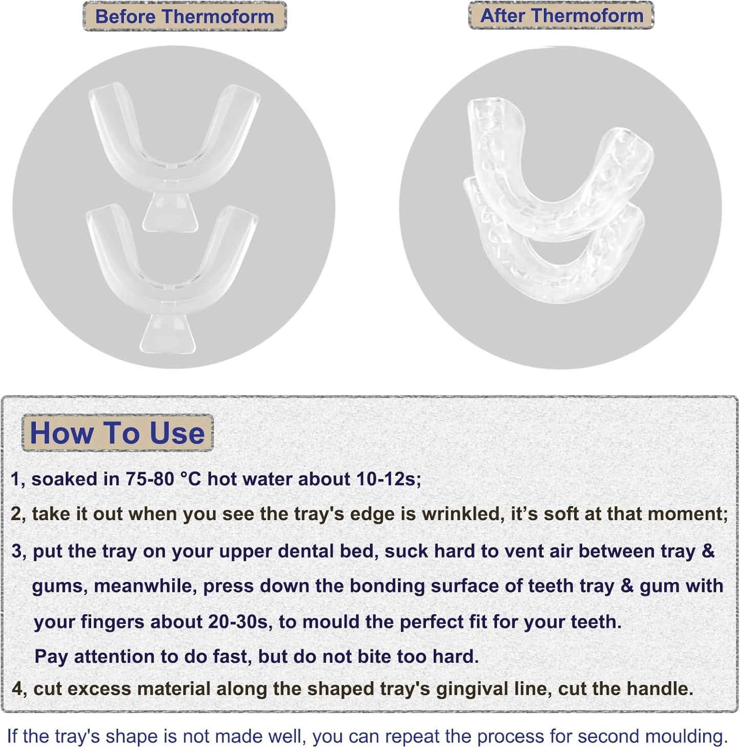 8psc Teeth Whitening Trays Kits Mouth Trays & 2 Tooth Boxes, Thermoform Moldable Whitening Teeth Tray, Oral Care Thin Moldable Mouth Tray Kit Tools for Whitening