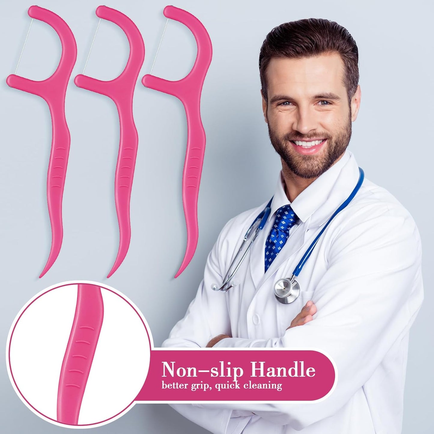 Baderke 600 Count Floss Picks Bulk Dental Flossers Picks for Adults Non Breakable Tooth Picks Flossers Teeth Cleaning Dental for Family Pack Travel(Hot Pink)