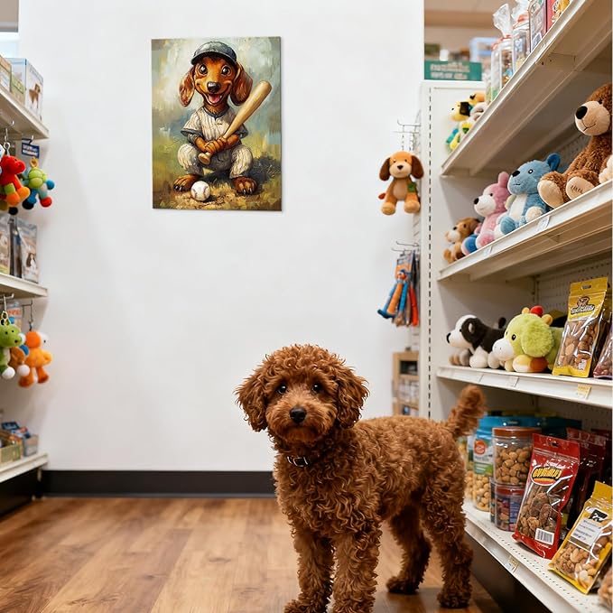 YOUHONG Animal Posters Animal Pictures Wall Decor Dog Wall Art with Built-in Wooden Frame - Sports Poster Dog Pictures for Bedroom & Living Room Decor Easy Hanging (12x15.7 Inches)