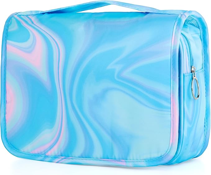 Blue Hanging Toiletry Bag for Girls, Travel Toiletry Bag for Teen Girls Cosmetic Makeup Waterproof Wash Bag Traveling Toiletries, Fluid