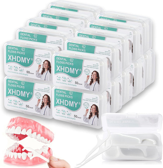 1000 Count Floss Picks Dental Tooth Picks Floss Sticks Flossers Strong Toothpicks in Handy Travel Cases for Family Restaurant Bulk Adults Teeth Cleaning