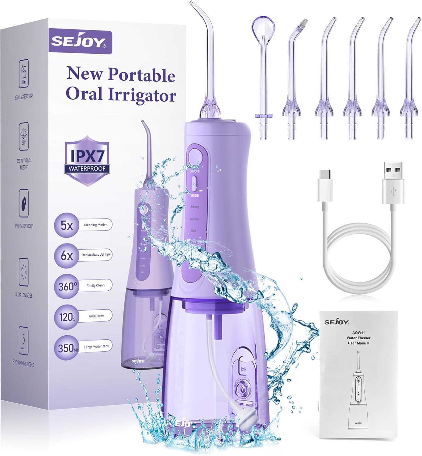 Water Flossers for Teeth, Cordless Water Dental for Teeth Cleaning, Water Flossers for Teeth Portable Oral Irrigator, USB Rechargeable for Home Travel Office