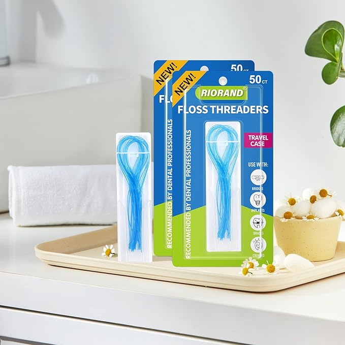 Floss Threaders,Essential Tool for Maintaining Oral Health with Braces, Bridges, and Implants 400 Count (Pack of 8)