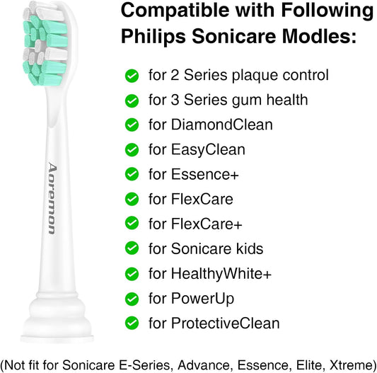 Aoremon Replacement Heads for Philips Sonicare ProtectiveClean 4100 5100 6100 and More Click-on Toothbrush, 8 Standard Replacement Toothbrush Heads