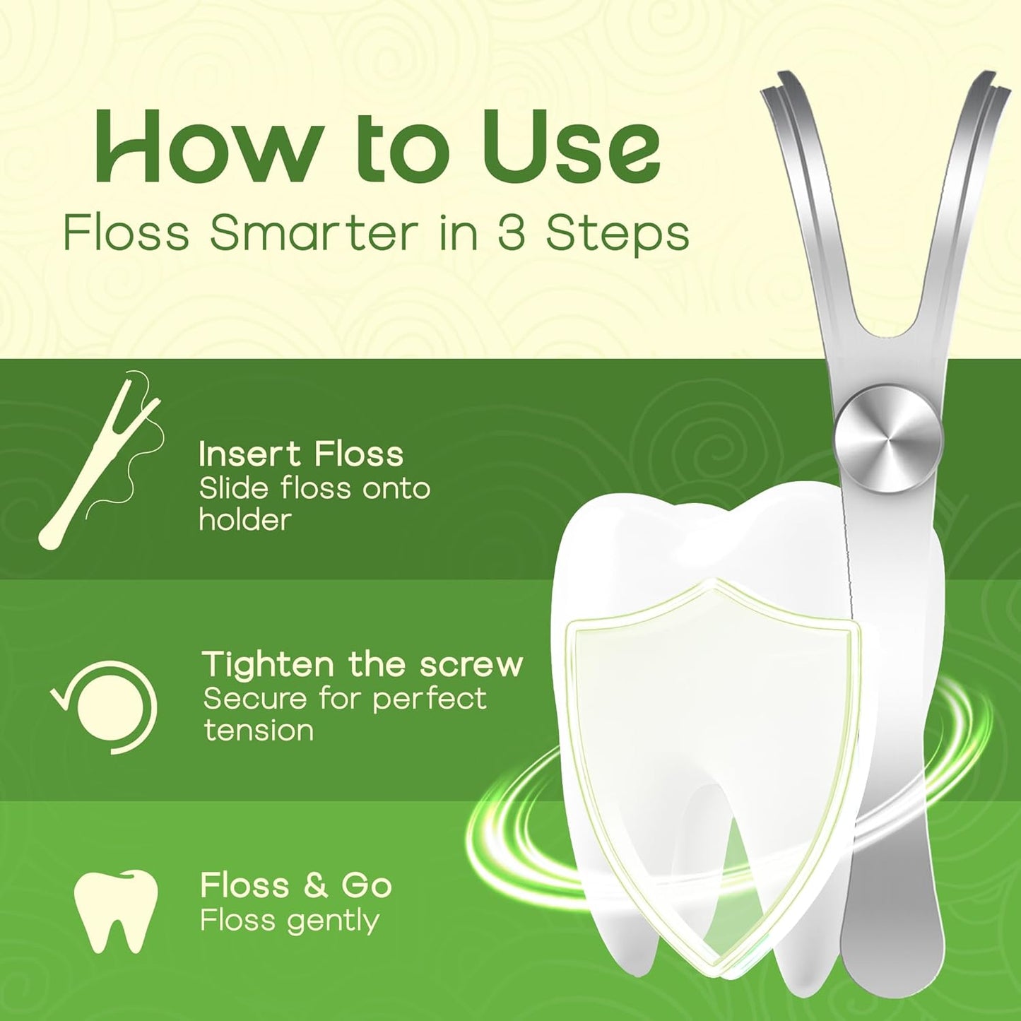 Dental Floss Holder, Refillable & Reusable Floss Pick - Dental Floss Handle - Stainless Steel Dental Floss Holder. Durable Reusable Flosser - One Pack