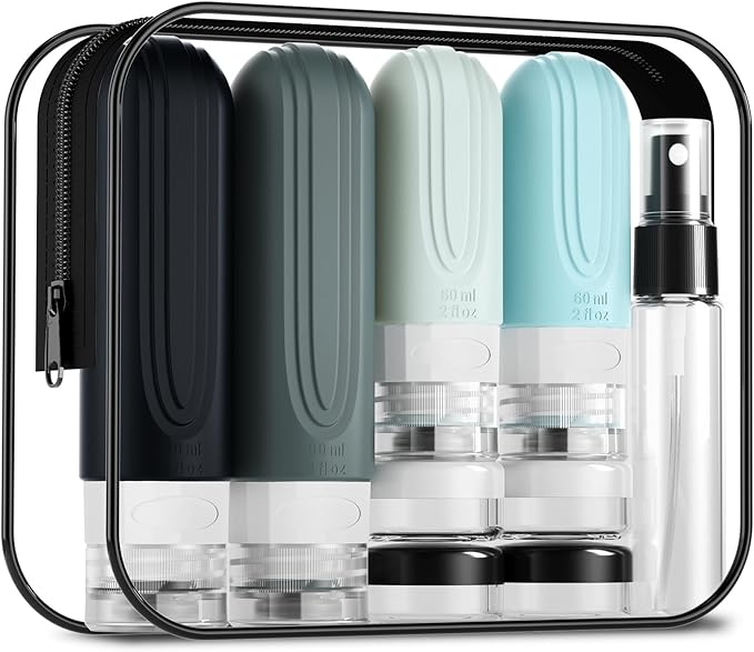 16 Pack Travel Bottles - Silicone Toiletries Containers, Leak Proof Refillable Shampoo & Conditioner Essentials