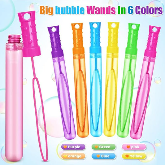 Bubble Wand, 12 Pcs Bubble Wands Bulk in 6 Colors, Bubble Party Favors for Kids, Summer Toys, Indoor Outdoor Activity, Themed Birthday, Wedding, for Girls & Boys