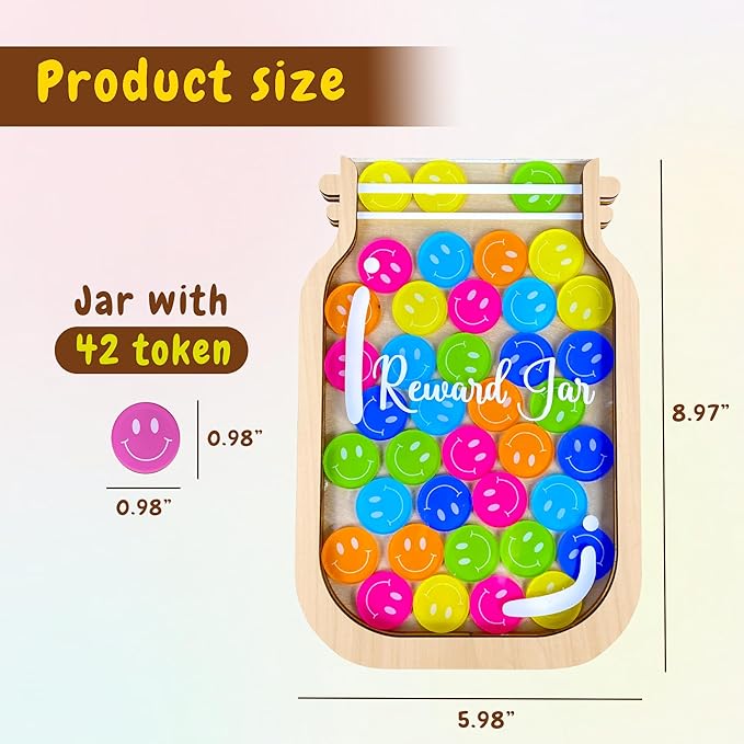 Reward Jar, Magnetic Reward Jar For Kids, 45 Smiley Tokens, Behavior Chart For Kid Home, Classroom Reward System, Reward Jar Classroom, Magnetic Reward Jar For Classroom, Class Reward Jar Magnetic