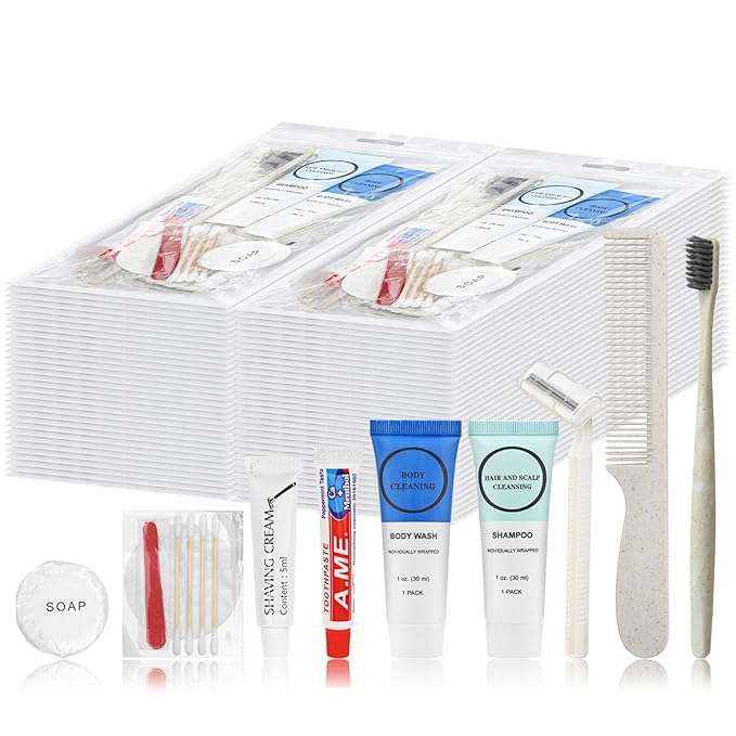 Toiletry Kits Homeless Personal Hygiene Care Package Kits Supplies In Bulk, Disposable Travel Size Essential Women Men Toiletries Set for Hotel,Charity,Camping,Travel (7.1 Inch, 40, Count)