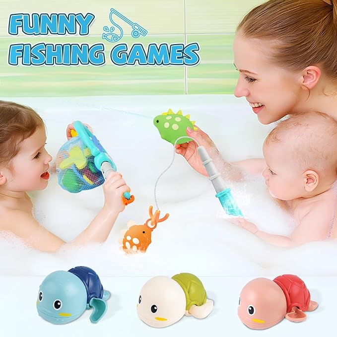 Baby Bath Toys for Toddlers 1-3, Kid Bathtub Toy with 36 Foam Bath Letter & Number, Fishing Games with Fish Net, Water Pool Toy with Storage Bag, Shower Toy Gift for Boy Girl Infant 1 2 3 4 5 6