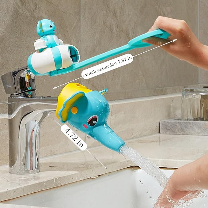 Faucet Handle Extender Set, Faucet Extender for Kids Child Sink Extender Kids Hand Wash Helper Faucet Extender for Bathroom Sink-Light Blue