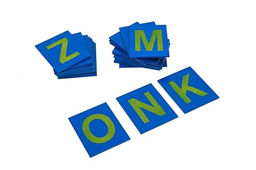 Adena Montessori Lower and Capital Case Sandpaper Letters,Early Child Development Learning Material,ABC Alphabet Preschool Toy Baby English Letters Language Teaching,Montessori Flash Cards for Kids