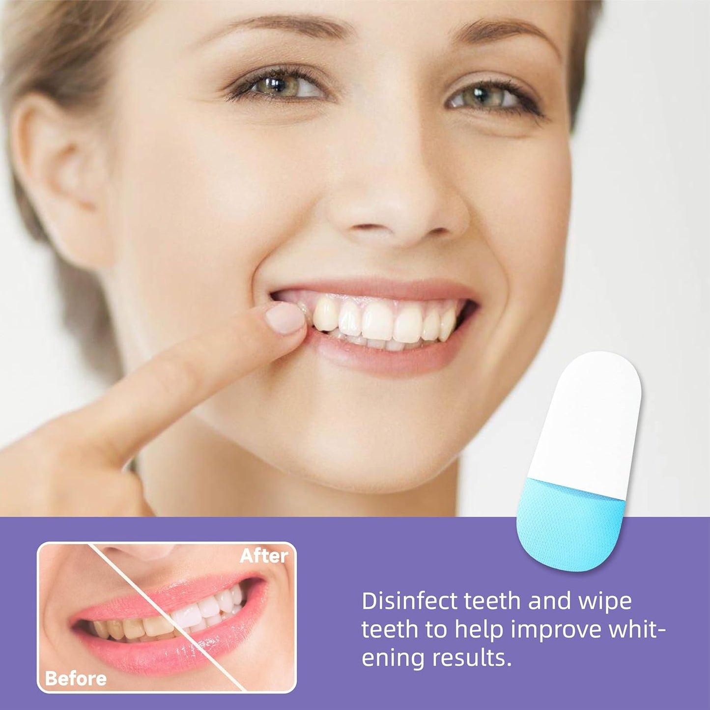 Teeth Whitening Strips V34 Purple Whiten Strips Non Sensitive for Teeth Whitening Efficient Professional Teeth Whitening Kit with Extra Cleaning Wipes, 28set/56pcs