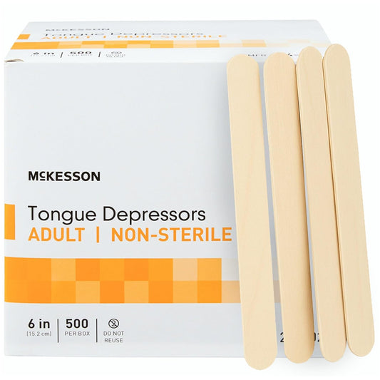 McKesson Tongue Depressors [500 Count] Adult Size, Non-Sterile, Wood, Unflavored, Splinter-Free, 6 in – Use for Medical, Arts, Crafts, Spa