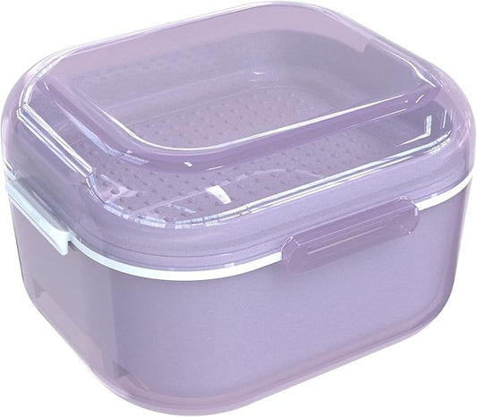 ARGOMAX Denture case, Denture Cup for Soaking dentures(Not Leak-Proof), Thorough Cleaning of dentures, Retainer, Mouthguards, Clear Braces (Purple).