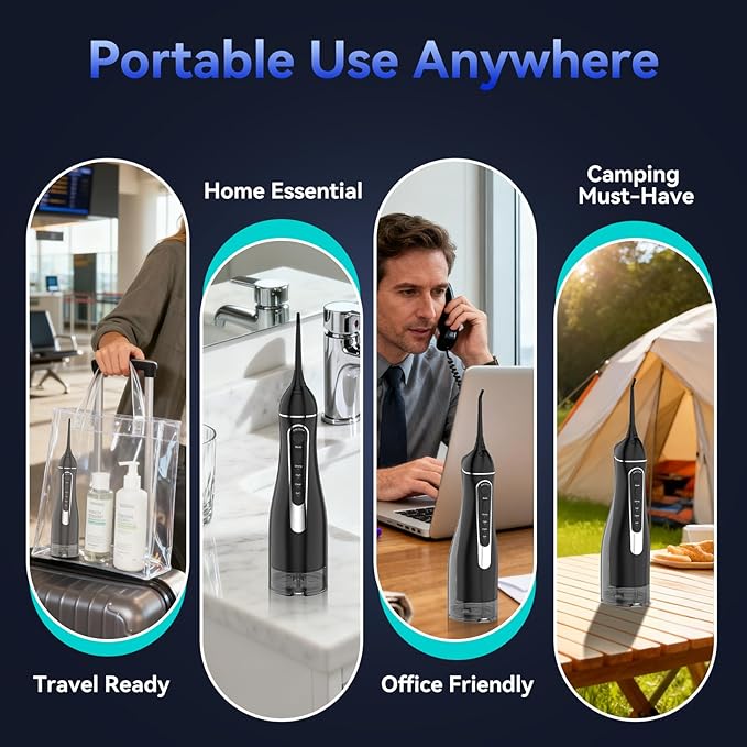 Water flossers for Teeth Pick, Portable Oral Irrigator Dental with 4 Modes 5 Jet Tips, IPX7 Rechargeable Water Tooth Flosser for Braces Sensitive Gum Care，Home Travel Use