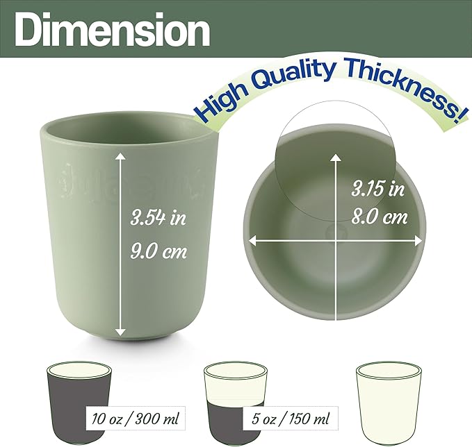 SUGARCANE Kids Cup 10 oz - 5 Pack, USDA & LFGB Certified Toddler Cup - BPA Free - Dishwasher Safe, Reusable, Unbreakable - Gray Blue