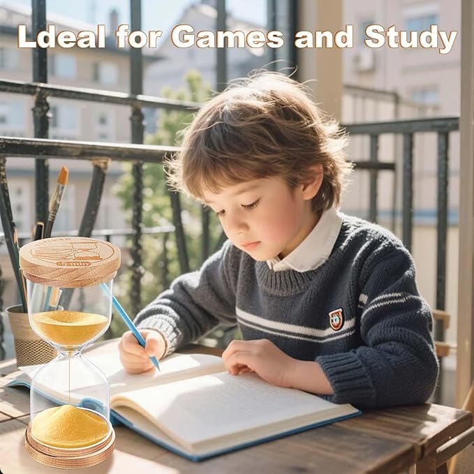 20 Minute Sand Timer, Wood Gold Sand Clock for Kids, Small Hourglass, Sandglass Hour Glass 20 Min for Classroom,Game,Decorative (Gold)