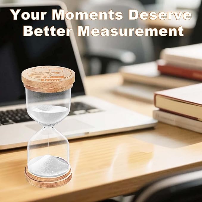 Sand Timer 15 Minute, Wooden Sand Clock, Small Hourglass Hour Glass, White Sandglass 15 Min for Classroom, Game, Desktop Office Decorative (White)