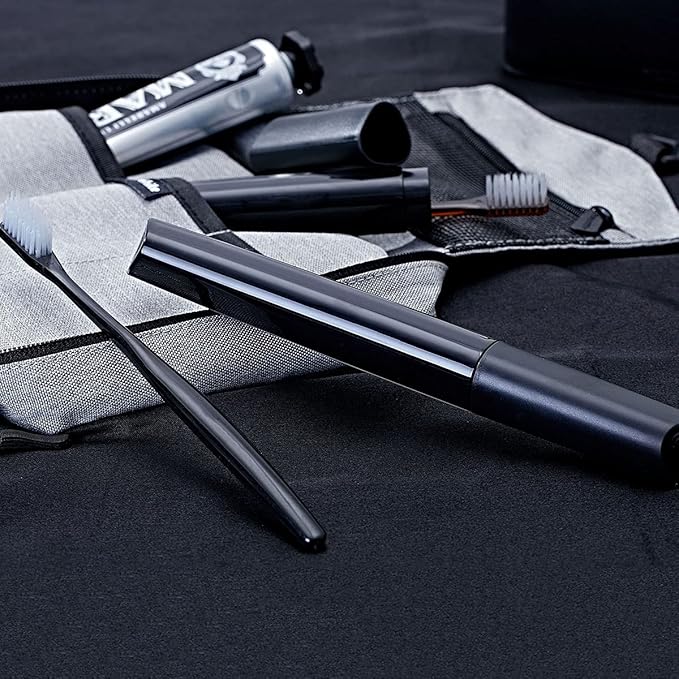 Toothbrush Travel Case, Plastic Container Toothbrush Holder Brushes Box Breathable Design with Air Hole More Toothbrush Tube Container for Home Daily Business Use (Black)