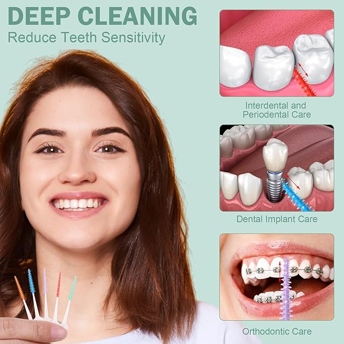 600 Pcs Soft Interdental Brushes Disposable Gum Picks Dental Floss with Case Picks Dental Braces Brush for Teeth Cleaning and Gum Health