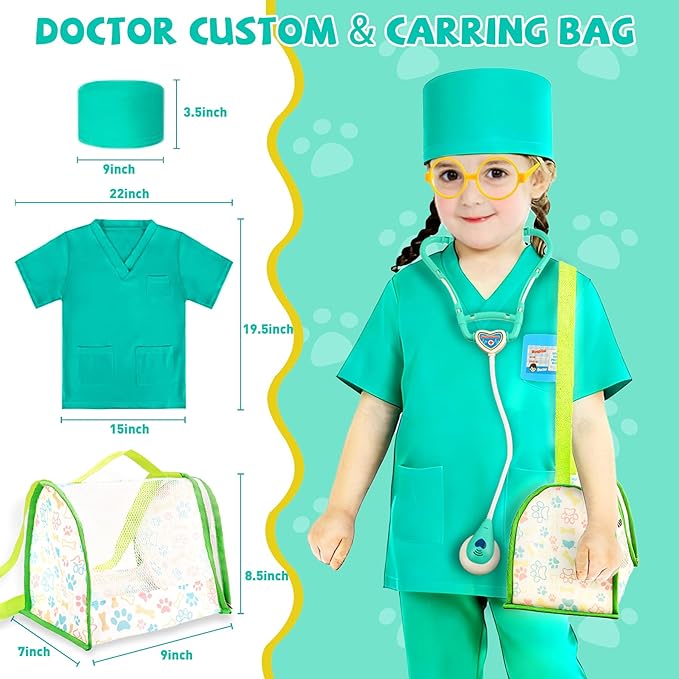 Doctor Kit for Toddlers 3-5, Kids Doctors Pretend Play Set with Plush Dog, Toy Stethoscope Veterinarian Playset for Girls Boys Role Play Vet Kits Christmas Birthday Gift Aged 3 4 5 6 7 Years