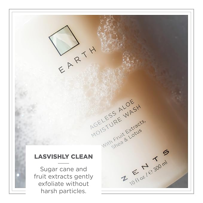 Zents Hand & Body Wash (Travel Size - Earth Fragrance) | Hydrating Anti-Aging Cleanser with Organic Shea Butter & Aloe for Dry Skin | Gentle & Nourishing | 1 fl oz | TSA Approved