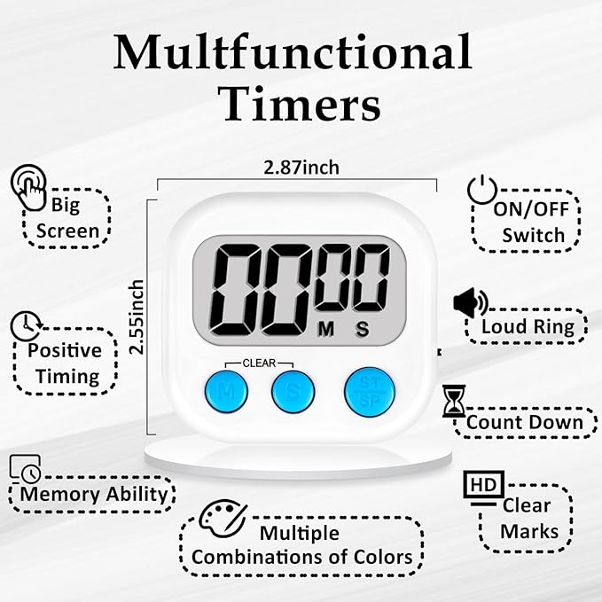 ZILLEEN Classroom Timers for Kids Classroom Magnetic Digital Kitchen Timers for Cooking Teachers Gym Game 12 pcs