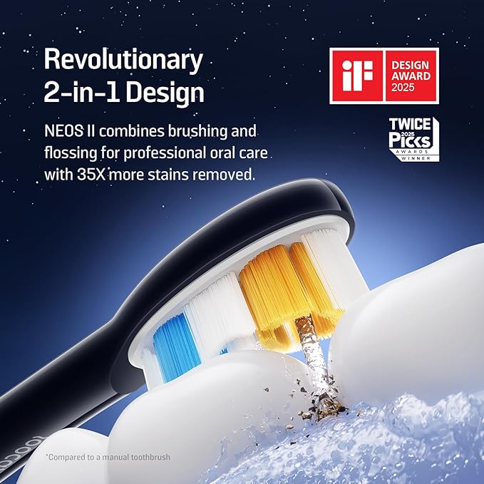 Soocas NEOS II Refresh Set - Electric Toothbrush with Water Flosser, Sonic Electric Toothbrush for Adults, Portable for Travel, Deep Clean for Implants & Braces, Healthier Gums, Dark Violet