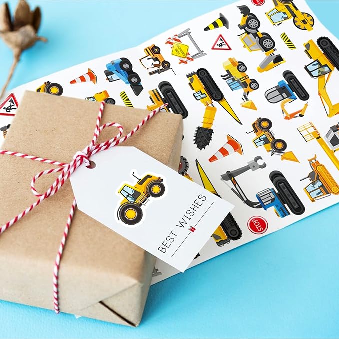 Construction Cars and Trucks Stickers 665 Counts Transportation Waterproof Car Adhesive Sticker Birthday Invitations Envelops Decorations Party Goodie Gifts Bags School Game Class Rewards