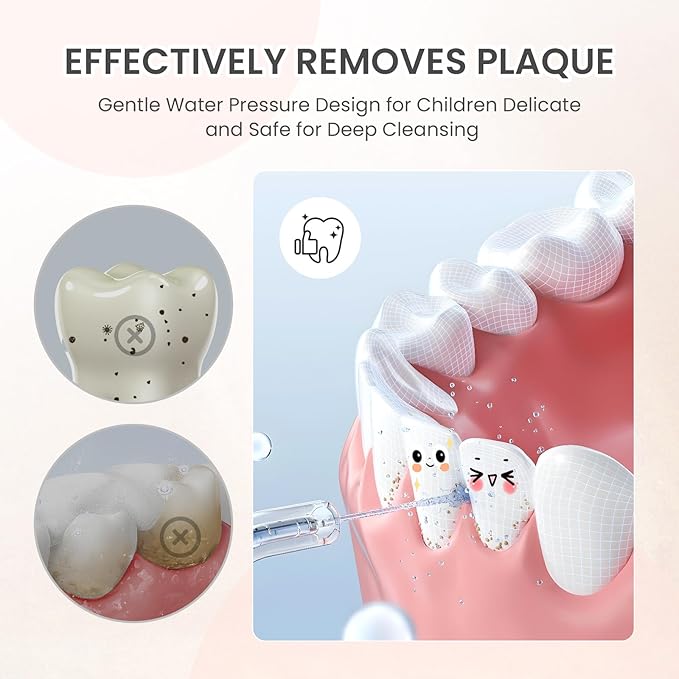 Kids Water Dental Flosser, Portable Water Flosser for Teeth 150ML Rechargeable Oral Irrigator with 3 Modes & 4 Nozzles, IPX5 Waterproof for Home and Travel