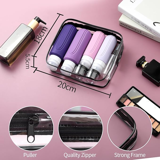 16 Pack Travel Bottles for Toiletries, Oversize 6oz Silicone Travel Containers, Leak Proof Refillable Liquid Shampoo And Conditioner Travel Essentials