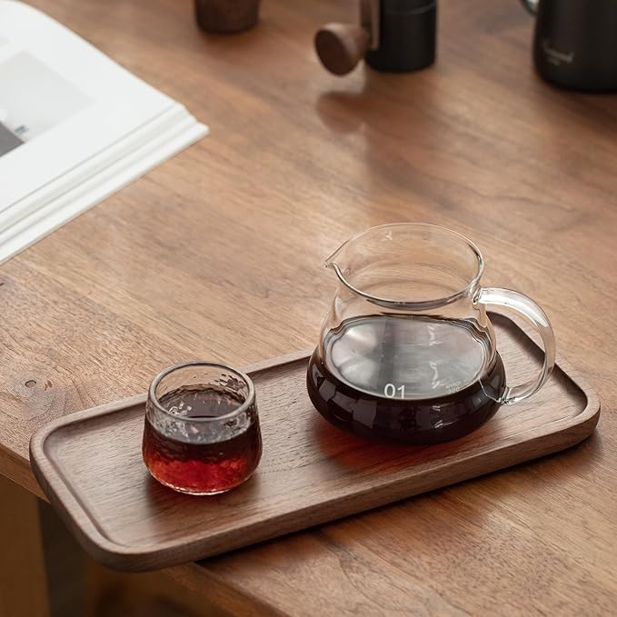 Wood Serving Tray, Small Trays for Storage, Rectangle Wooden Plates for Serving Food, Tea and Coffee, Decorative Vanity Tray for Bathroom, Tray for Kitchen Counter(Set of 2, Walnut)