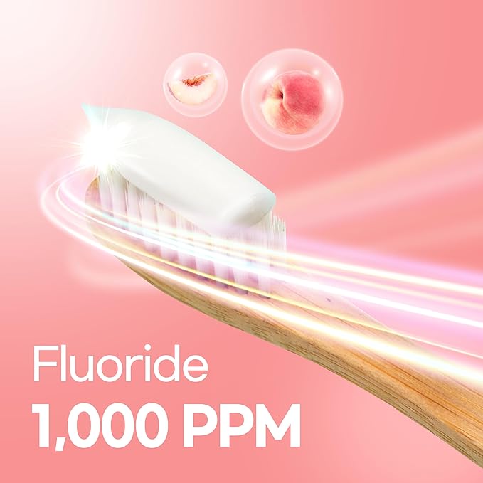 Peach Mint WHITENING Toothpaste (3 Pack) – Natural Fluoride Korean Toothpaste for Teeth Whitening, Plaque Removal, Strengthens Enamel, Paraben & SLS Free (3.52fl oz / 100g)