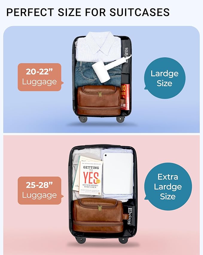 Elviros Toiletry Bag for Mens PU Leather Travel Organizer Kit with Hanging hook, Large Water-resistant Toiletries Bathroom Shaving Bags, Gift For Men (Brown)